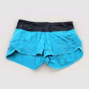 Lululemon Women's 6 Speed Up Shorts Aqua Black Tie Dye Athletic Elastic Run 2.5"